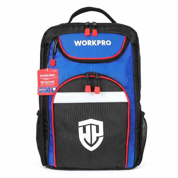 Mochila Negra y Azul Reflectante Multiusos Tool Backpack 31 x 17 x 43 cm WORKPRO