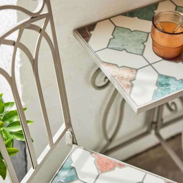 Silla Metálica/Mosaico Plegable Bistro Marrakech para Exterior 38 x 50 x 89 cm BASICS