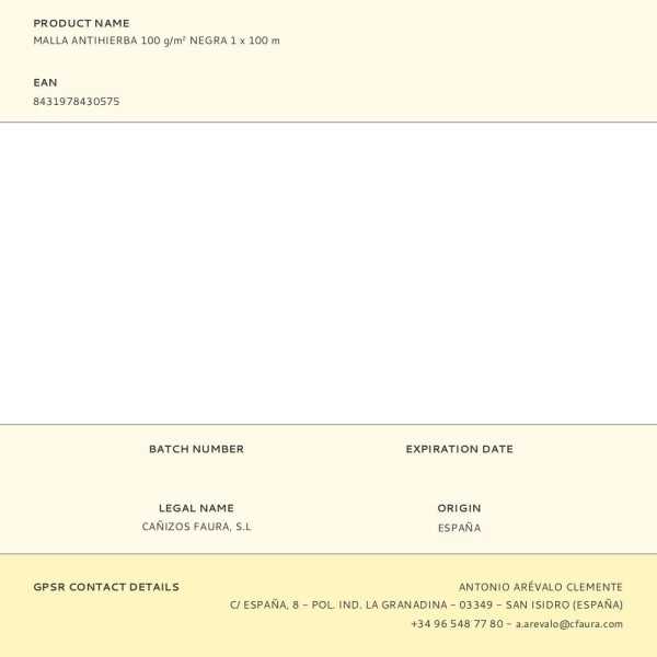Malla Antihierba 100 g/m² Negra 1 x 100 m FAURA