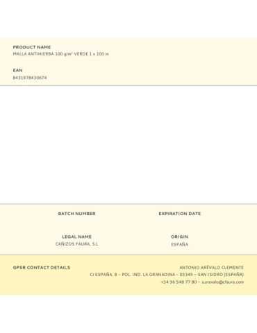 Malla Antihierba 100 g/m² Verde 1 x 100 m FAURA 2