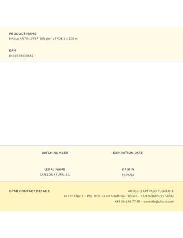 Malla Antihierba 100 g/m² Verde 2 x 100 m FAURA 2