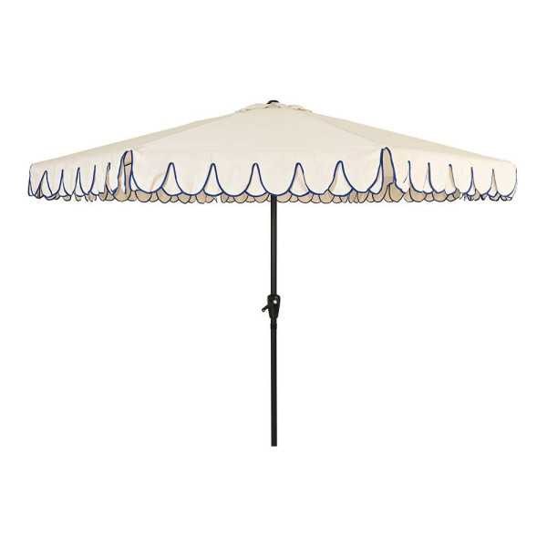 Parasol para Jardín, Beige con Ribete Azul, Ø270 x 235 cm OUTDOOR LIVING BY DECORIS