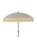 Parasol para Jardín, Verde con Diseño de Hojas y Flecos Beige, Ø180 x 216 cm OUTDOOR LIVING BY DECORIS