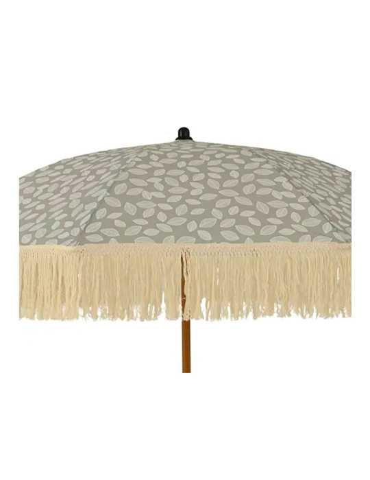 Parasol para Jardín, Verde con Diseño de Hojas y Flecos Beige, Ø180 x 216 cm OUTDOOR LIVING BY DECORIS
