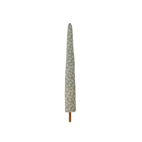 Parasol para Jardín, Verde con Diseño de Hojas y Flecos Beige, Ø180 x 216 cm OUTDOOR LIVING BY DECORIS