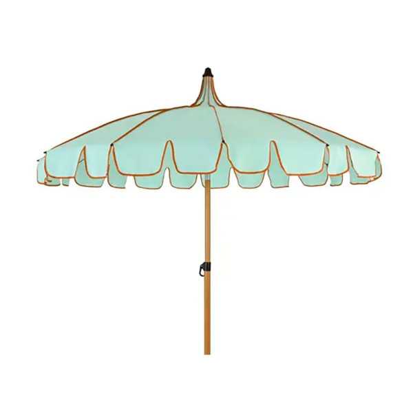 Parasol para Jardín, Verde Agua con Ribete Coral, Ø170 x 215 cm OUTDOOR LIVING BY DECORIS