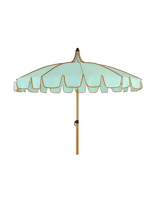 Parasol para Jardín, Verde Agua con Ribete Coral, Ø170 x 215 cm OUTDOOR LIVING BY DECORIS