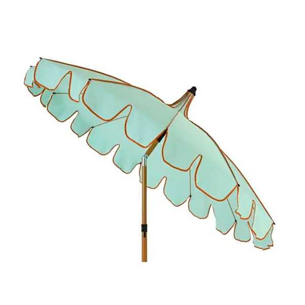 Parasol para Jardín, Verde Agua con Ribete Coral, Ø170 x 215 cm OUTDOOR LIVING BY DECORIS