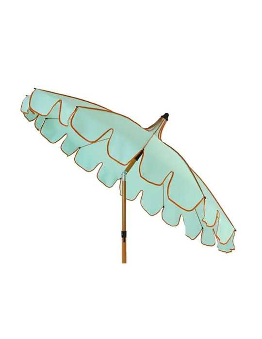 Parasol para Jardín, Verde Agua con Ribete Coral, Ø170 x 215 cm OUTDOOR LIVING BY DECORIS