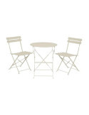 Conjunto de Mesa y 2 Sillas Helsingborg, Plegables, de Acero, Blanco OUTDOOR LIVING BY DECORIS