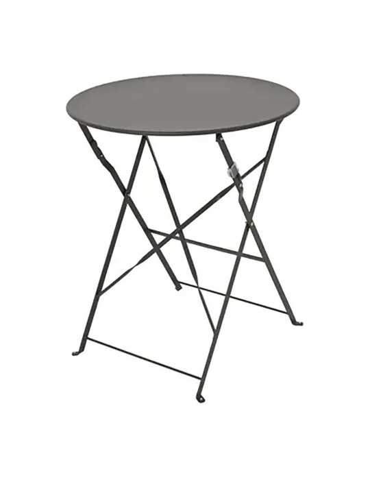 Conjunto de Mesa y 2 Sillas Helsingborg, Plegables, de Acero, Gris Antracita OUTDOOR LIVING BY DECORIS