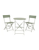 Conjunto de Mesa y 2 Sillas Helsingborg, Plegables, de Acero, Verde OUTDOOR LIVING BY DECORIS