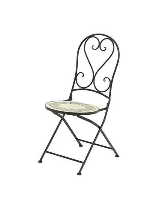 Silla Metálica/Mosaico Plegable Atenas Color Negro para Exterior Ø39 x 52 x 92,5 cm OUTDOOR LIVING BY DECORIS
