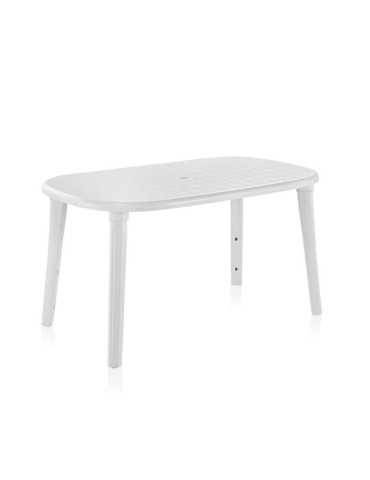 Mesa Ovalada Cancún, Color Blanco, para Exterior, 140 x 80 x 73 cm SHAF