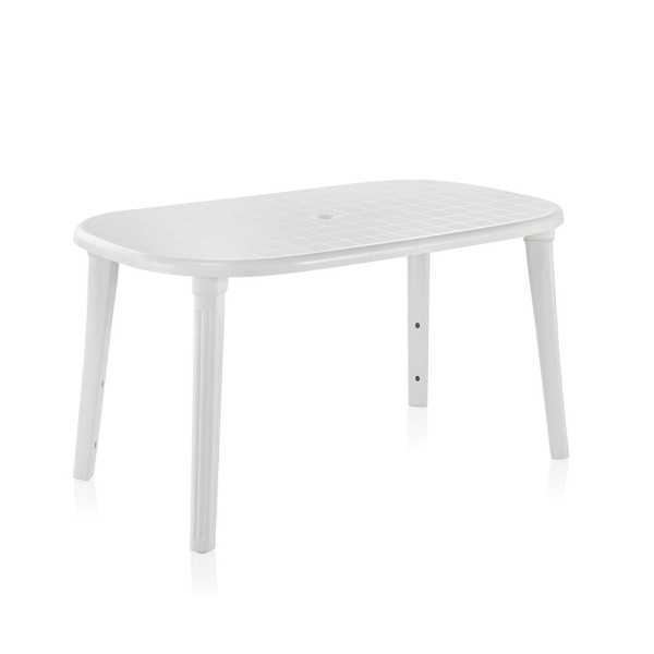 Mesa Ovalada Cancún, Color Blanco, para Exterior, 140 x 80 x 73 cm SHAF