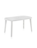 Mesa Ovalada Cancún, Color Blanco, para Exterior, 140 x 80 x 73 cm SHAF