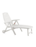Tumbona Plegable con Ruedas, Antibes, Color Blanco, 188 x 79 x 94 cm SHAF