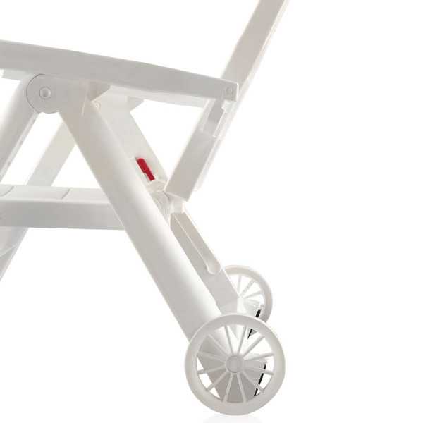 Tumbona Plegable con Ruedas, Antibes, Color Blanco, 188 x 79 x 94 cm SHAF