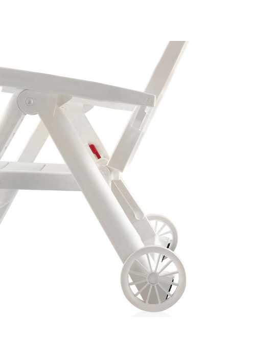Tumbona Plegable con Ruedas, Antibes, Color Blanco, 188 x 79 x 94 cm SHAF