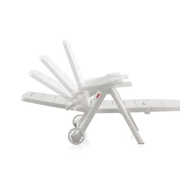 Tumbona Plegable con Ruedas, Antibes, Color Blanco, 188 x 79 x 94 cm SHAF
