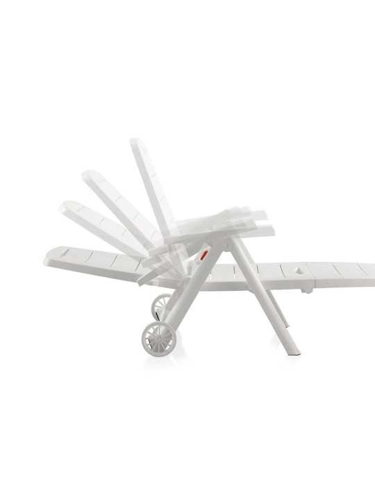 Tumbona Plegable con Ruedas, Antibes, Color Blanco, 188 x 79 x 94 cm SHAF