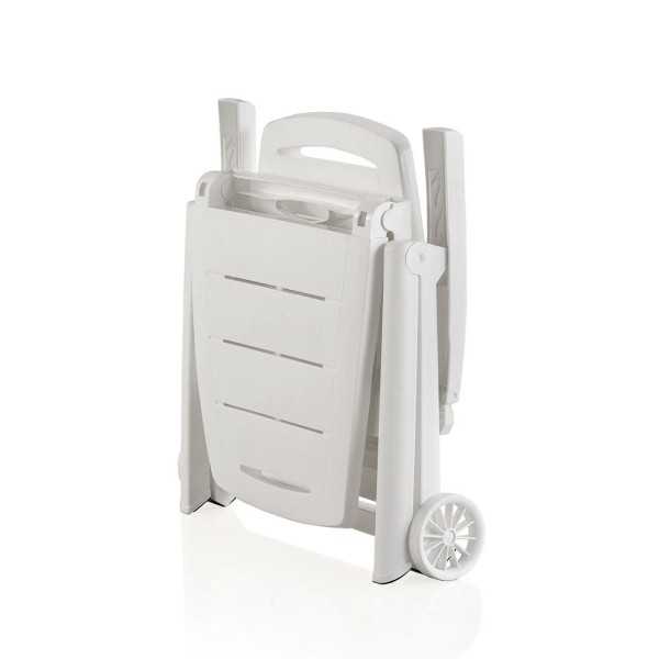 Tumbona Plegable con Ruedas, Antibes, Color Blanco, 188 x 79 x 94 cm SHAF