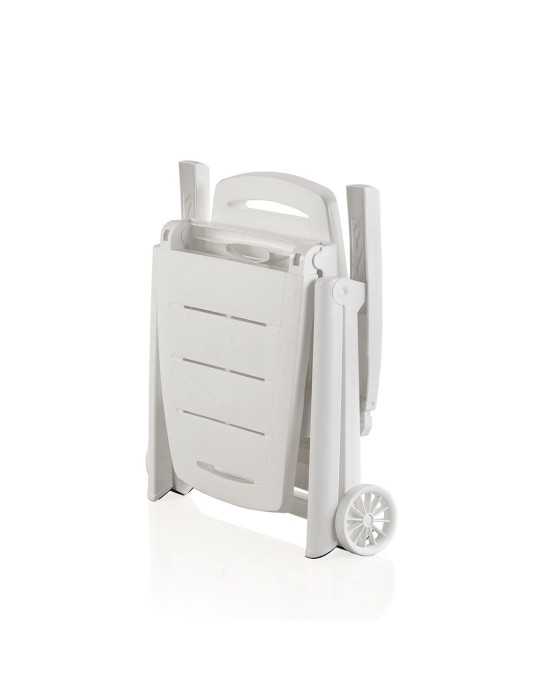 Tumbona Plegable con Ruedas, Antibes, Color Blanco, 188 x 79 x 94 cm SHAF