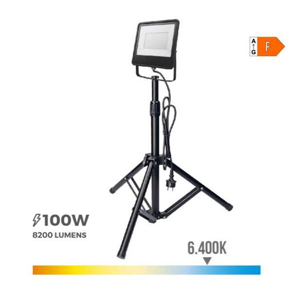 Foco Proyector LED con Trípode Black Series 100 W 6400 K EDM