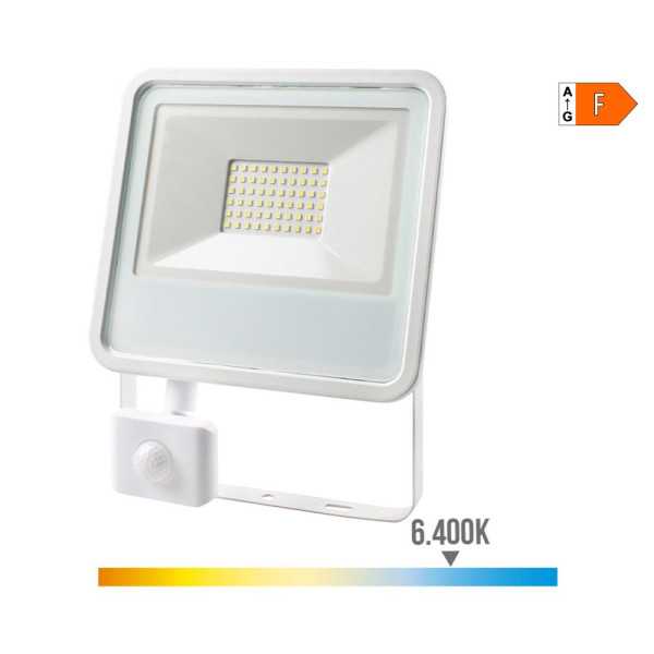 Foco Proyector LED con Sensor de Presencia 50 W, 4000 lm, 6400 K, Luz Fría, 23,8 x 4,5 x 19,2 cm EDM