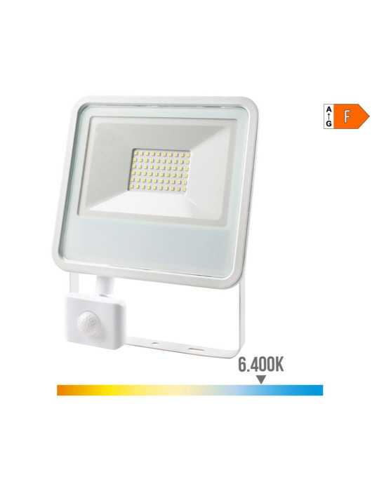 Foco Proyector LED con Sensor de Presencia 50 W, 4000 lm, 6400 K, Luz Fría, 23,8 x 4,5 x 19,2 cm EDM