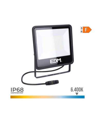 Foco Proyector LED 100 W 8200 lm 6400 K Luz Fría, Black Series, 24,6 x 22,8 x 2,9 cm EDM