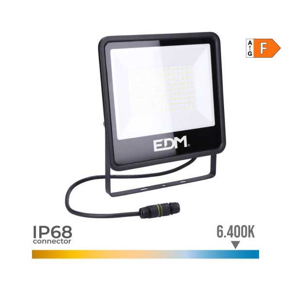 Foco Proyector LED 100 W 8200 lm 6400 K Luz Fría, Black Series, 24,6 x 22,8 x 2,9 cm EDM