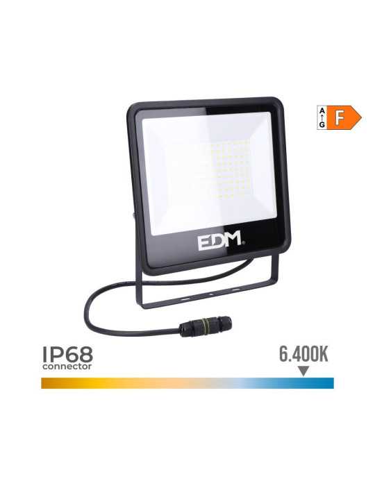 Foco Proyector LED 100 W 8200 lm 6400 K Luz Fría, Black Series, 24,6 x 22,8 x 2,9 cm EDM