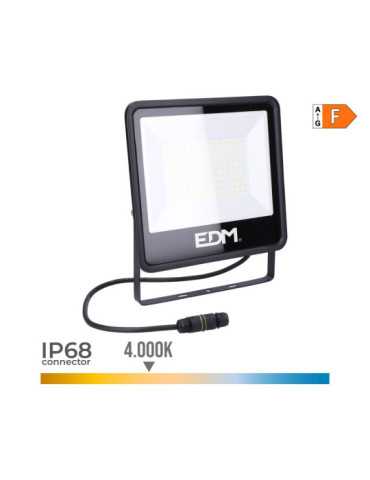 Foco Proyector LED 100 W 8200 lm 4000 K Luz Día, Black Series, 24,6 x 22,8 x 2,9 cm EDM