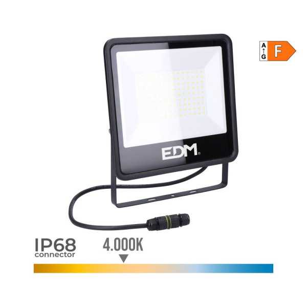 Foco Proyector LED 100 W 8200 lm 4000 K Luz Día, Black Series, 24,6 x 22,8 x 2,9 cm EDM