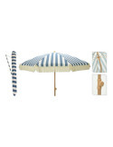 Parasol para Jardín, Rayas Azul con Flecos Beige, Ø183 x 200 cm AMBIANCE