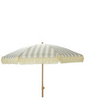 Parasol para Jardín, Rayas Taupe y Blanco con Flecos, Ø183 x 200 cm AMBIANCE