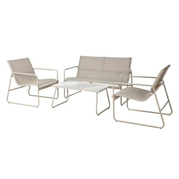 Conjunto de Jardín Gris Claro/Blanco 4 Piezas AMBIANCE
