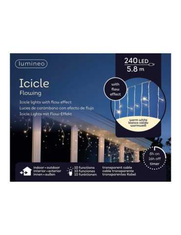 Cortina Multifunción, Exterior, LED Icicle, 240 LEDS, 5,8 m, Luz Cálida LUMINEO 2
