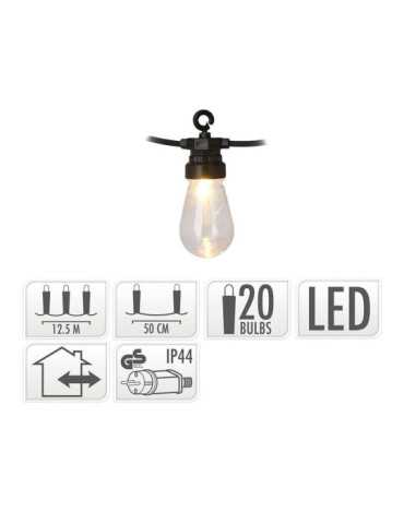 Guirnalda Party Lights, Luz Fija, Uso Exterior, Blanco Cálido, 20 LED, 9,5 m PARTY LIGHTING