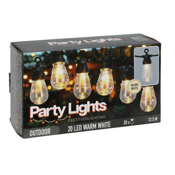 Guirnalda Party Lights, Luz Fija, Uso Exterior, Blanco Cálido, 20 LED, 9,5 m PARTY LIGHTING