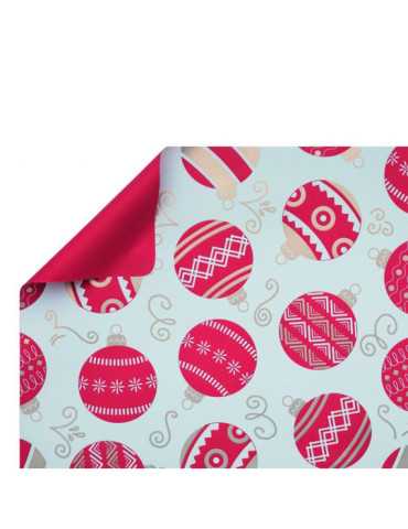 Papel Regalo de Doble Cara, Motivos Navideños, Blanco y Rojo, 70 cm x 40 m BASICS