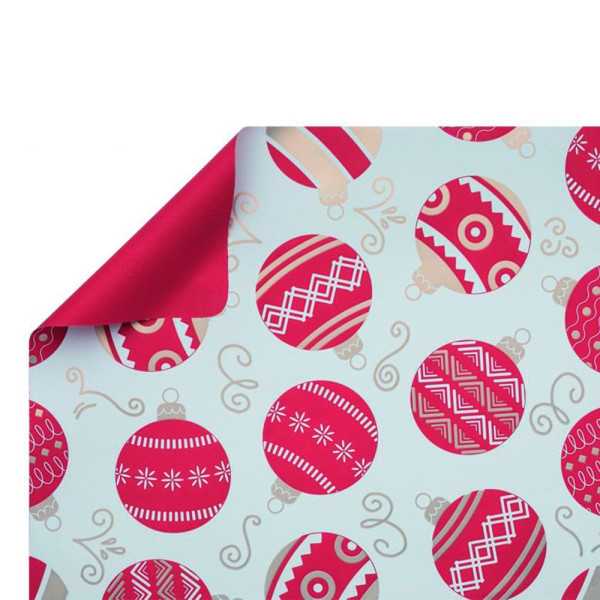Papel Regalo de Doble Cara, Motivos Navideños, Blanco y Rojo, 70 cm x 40 m BASICS
