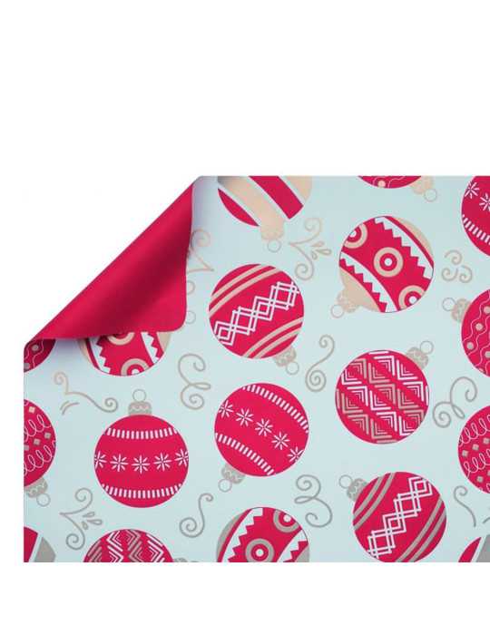 Papel Regalo de Doble Cara, Motivos Navideños, Blanco y Rojo, 70 cm x 40 m BASICS