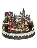 Pueblo Navideño con LED Multicolor, Movimiento y Música, Ø40,5 x 31 cm LUMINEO
