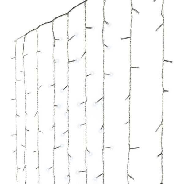 Cortina Multifunción, Exterior, 240 LEDS, 2,2 x 1,5 m, Blanco Frío LUMINEO