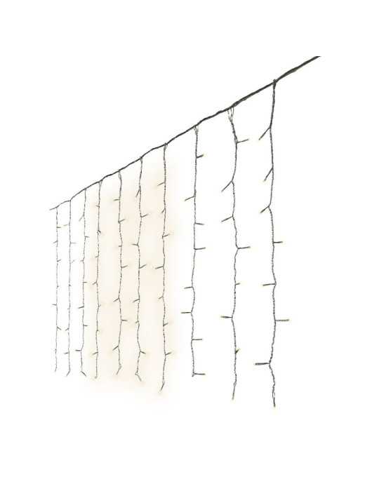 Cortina Multifunción, Exterior, 240 LEDS, 2,2 x 1,5 m, Blanco Cálido LUMINEO