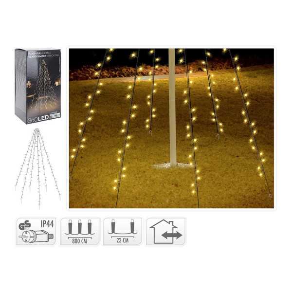 Guirnalda LED para Mástil de 780 cm, Uso Exterior, Blanco Cálido, 360 LED