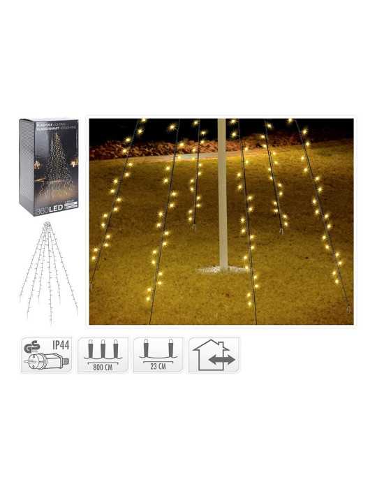 Guirnalda LED para Mástil de 780 cm, Uso Exterior, Blanco Cálido, 360 LED