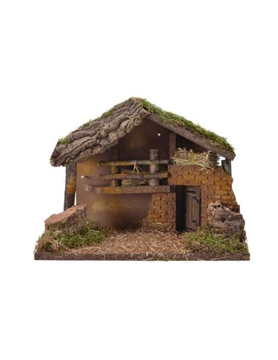 Casa para Belen con LED y Musgo 32x16x24cm DECORIS